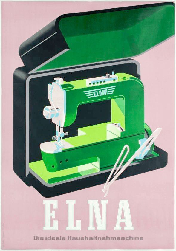 Maszyna Elna 1 z walizką - stolikiem powiększającym pole pracy